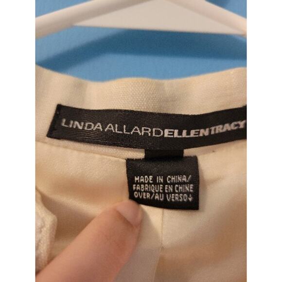 Linda Allard Ellen Tracy White Linen Embroidered Womens Blazer Jacket Size 8 - Picture 6 of 10